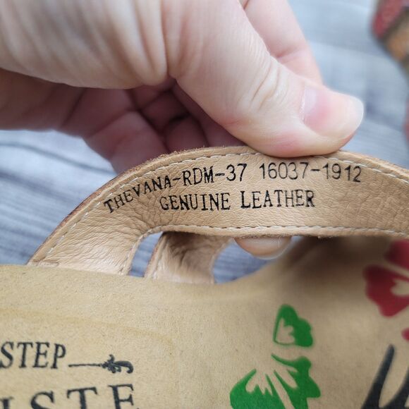 L’ARTISTE Thevana Leather Cork Wedge Sandals Women’s Size 37 US 6.5-7 - Picture 4 of 6